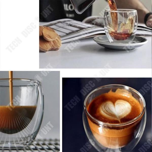 TD® 8 kpl kahvi/espresso-lasi 80 ml, tupla-seinäiset kahvikupit, alkuperäinen espresso-muki.