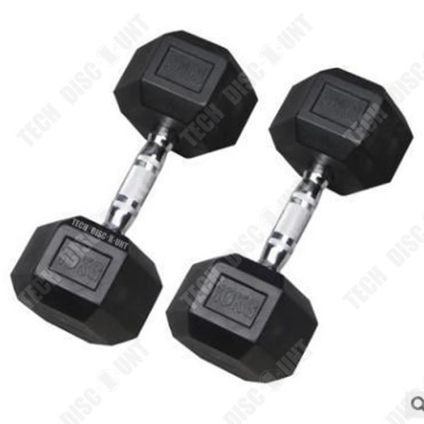 TD® Fast Hantel Hexagonal Inkapslad Gummi Ekologisk Gym Bodybuilding Fitness Geometrisk Svart Ergonomisk utrustning