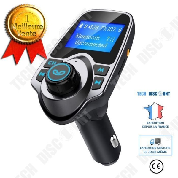 TD® Bluetooth bil FM-sändare MP3-spelare Handsfreesamtal/dubbel USB-laddning, Micro SD/TF för iPhone 8 7 Plus 6