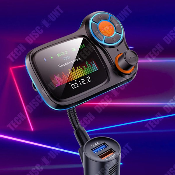 TD® FM-lähetin bluetooth auto mp3-soitin bluetooth värinäyttö QC3.0 pika lataus kaksois-USB monitoiminen FM-lähetin