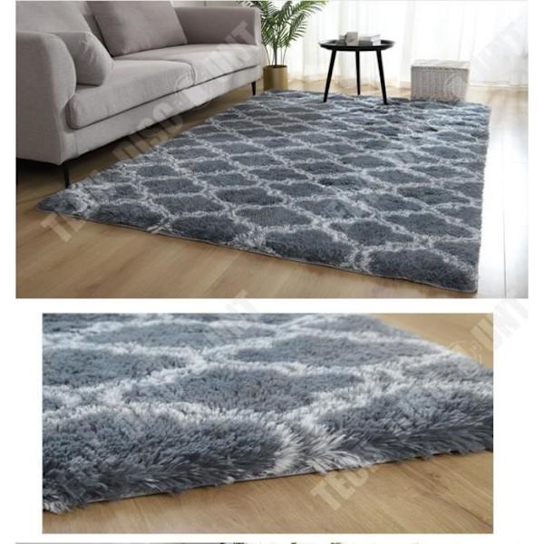 TD® NAZAR TRELLIS Shaggy Vardagsrumsmatta - Berberstil - 120 x 160 cm - Kolgrå och vit