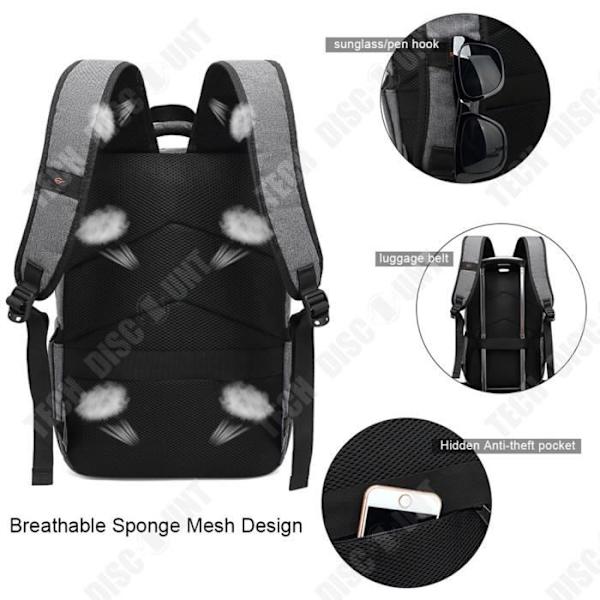 TD® XQXA Laptopryggsäck för män Vattentät stöldskydd med USB-laddningsport Laptopryggsäck 15,6" reseryggsäck