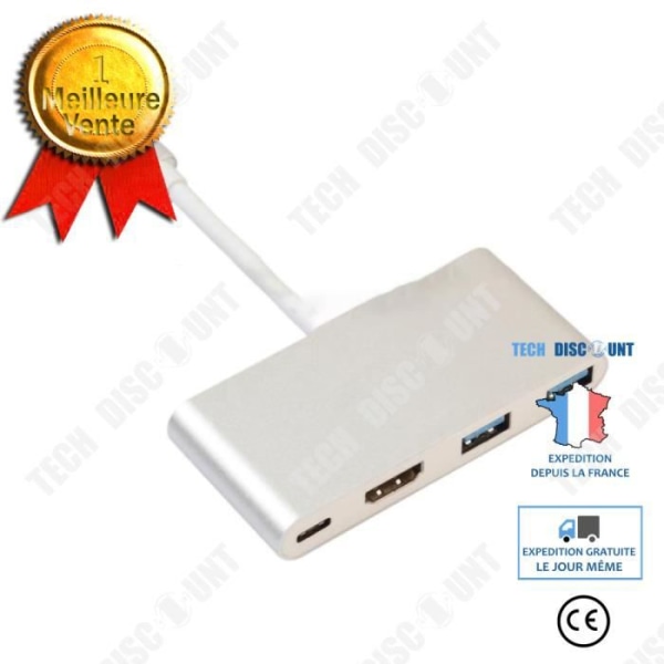 TD® Silver aluminiumlegering TYPE-C till HDMI+PD+USB3.0*2 Fyra i en bärbar datoromvandlare