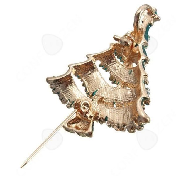 Brosch - CONFO - Julgran - Grön emalj - Strass - Metallstift Grön