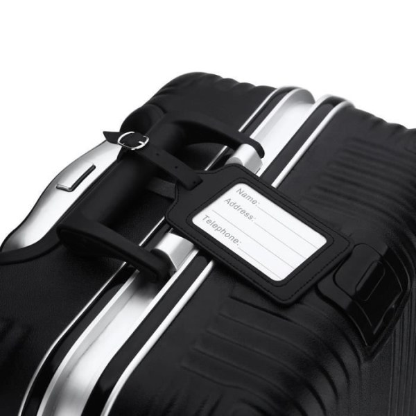 Bagagelapp - Ej specificerad - 2x - Svart PU-läder - Mått 12cm x 7cm - Justerbar rem
