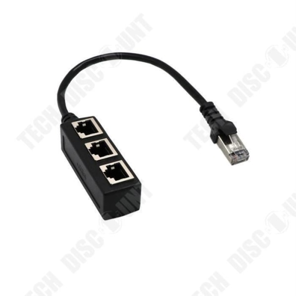 Ethernet LAN fordelingsboks 3 RJ45 porte multi-stik sort netværkskabel internet multimedia hjem boks kabinet