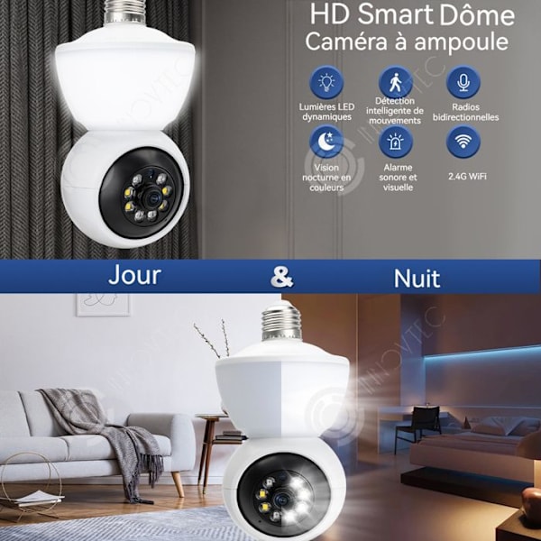 Monitor typ av lampa - INNOVTEC - Färgnattvision - Wi-Fi - Dubbelsidig ljud - 360° Färg