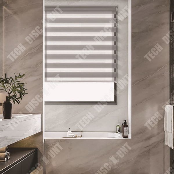 TD® Sæt af 2 zebrastribede gardiner 55*170cm Badeværelsesgardiner Strammede rullegardiner Mørklæggende badeværelsesgardiner Grå