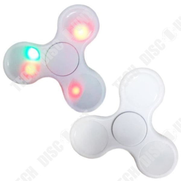 TD® Fidget Hand Spinner LED Lysende - Legetøj Triangle til Voksne Børn - Fingerleg - Afstressning, Antistress - Hvid