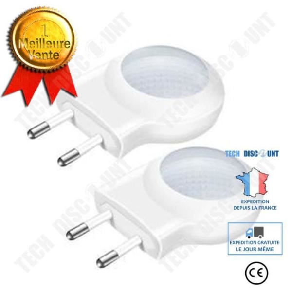 TD® 0,7W Mini LED-nattlampor med ljussensorkontakt, automatisk sensor, babybarnrum, vit, 2 st