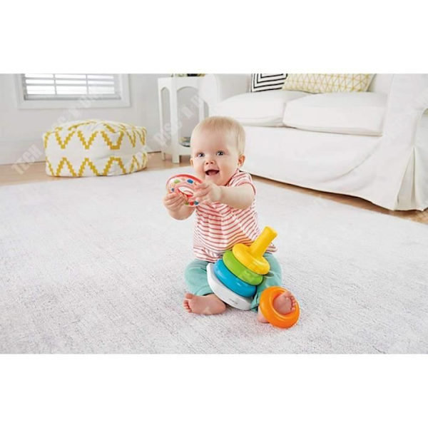 TD® pyramide baby rings stacking wood 9 months plastic nesting rainbow multicolored toy educational game child puzzle circle Flerfärgad