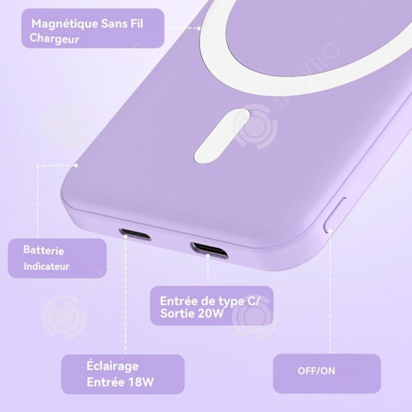 INN Magneettinen ulkoinen akku 10000mah PD 22.5w kannettava langaton ja langallinen laturipankki puhelimelle