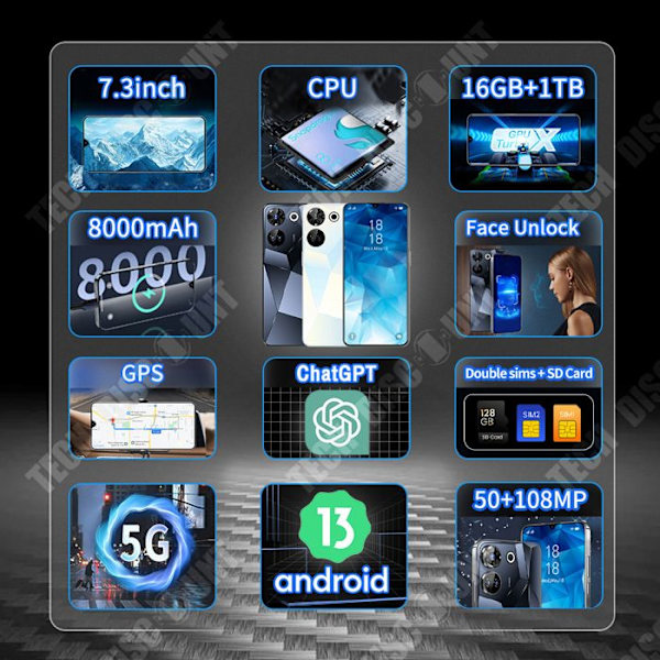 TD® Älypuhelin C20 Pro 2 Go + 16 Go suuri näyttö 2999 mAh akku megapikseli kamera puhelin