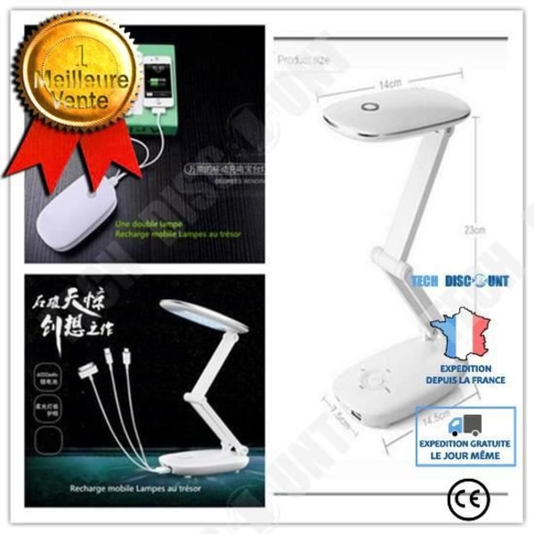 TD® Lampa LED USB Laddning Nattljus- Vikbar Dual Use- Study Lamp for Student- Bordslampa USB Mobilladdare