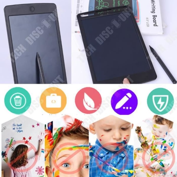 TD® Kosketusnäyttötabletti 8,5 tuuman lasten piirtotaulu, valolla, stylus ja LCD-näyttö, lasten luonnostelu, musta taulu.