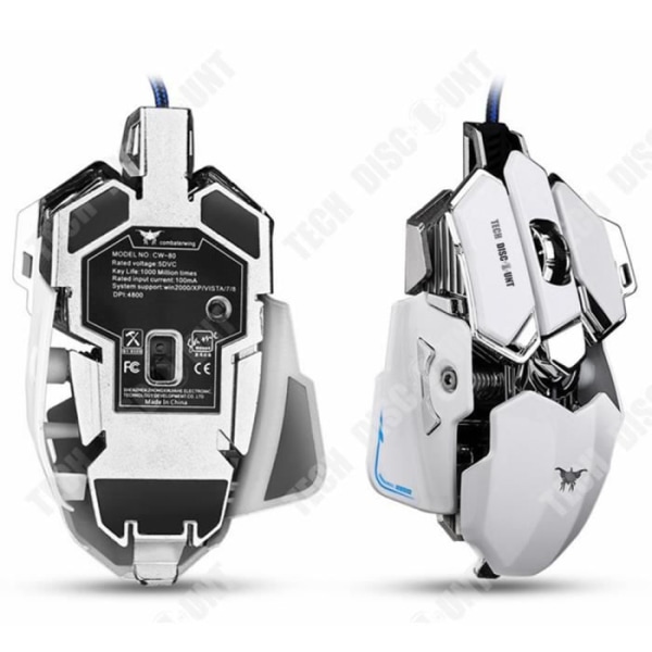 TD® Ergonomic mus vit flerfärgad combaterwing spelmus 10, 4 färger verktyg, modern datormus dator.