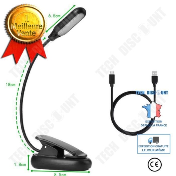 TD® Lukuvalo Kirja, 4 LED [Kylmä ja Lämmin Valo], 3 Kirkkausasetusta, Taipuva Varsi, Yövalo