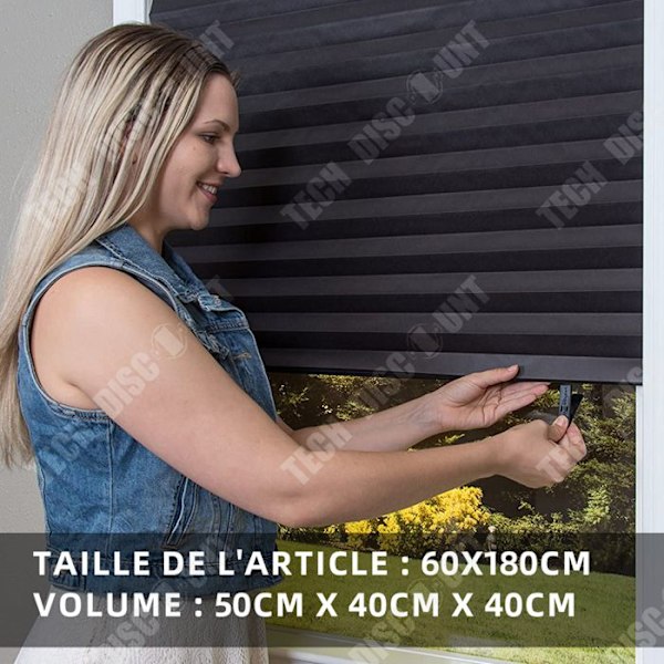 Mörkläggningsgardin - TD 2ST - 60x180cm - Polyester - Installation utan perforering - Svart Svart