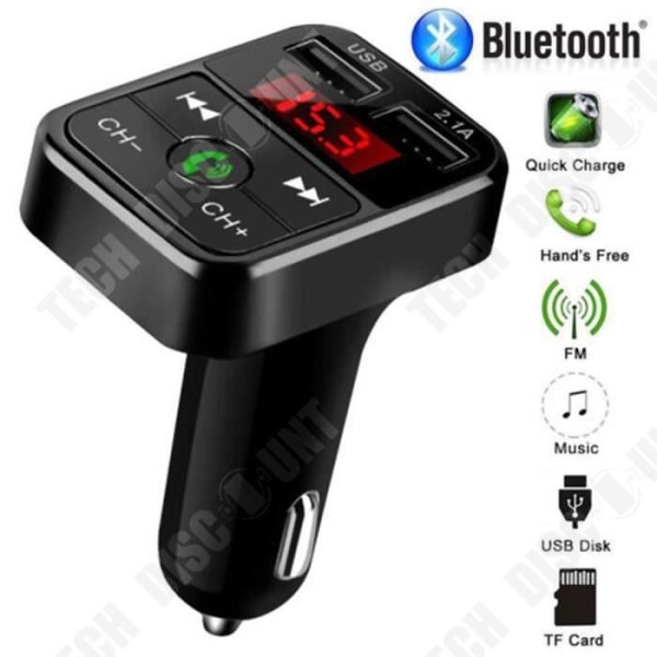 FM Bluetooth transmitter til bil Trådløs radioadapter USB oplader MP3-afspiller Multifunktionel / USB: 5 V / 2.1 A