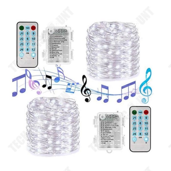 TD® USB Lyskæde LED, 20M 200 LEDs 8 tilstande med fjernbetjening, til have, jul, bryllup, fest (kold hvid, 2 stk).