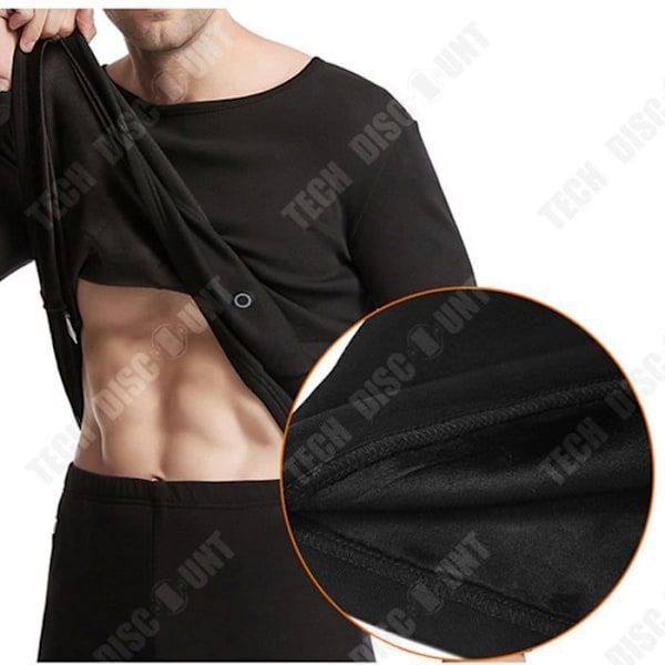 TD® 8 Zone Thermal Underwear Set för män, USB-uppladdningsbara uppvärmda kläder med Power Bank Svart M