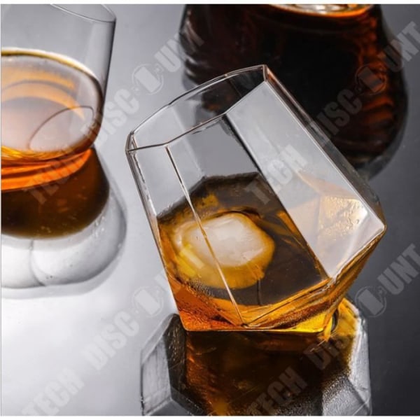 TD® Diamond glas med träbotten inte hälla transparent octagon whisky cocktail kreativ personlighet Borosilikat Blyfri