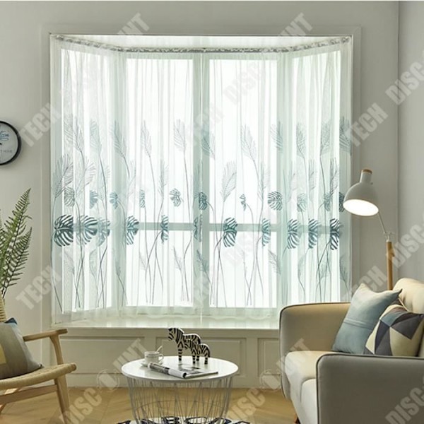 TD® 100*260 cm blå gratis gardiner hvid perforeret translucent broderet gaze selvsiddende myggenet gaze gardin