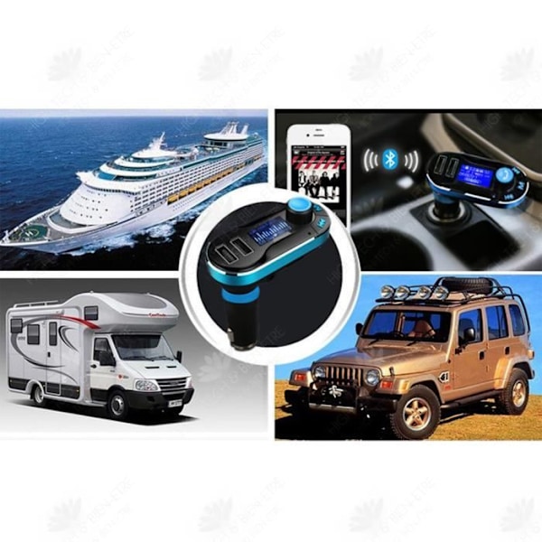 HTBE® Bil MP3 U-disk-afspiller med opladning FM Bluetooth transmitter, hands-free, dobbelt USB-opladningsport til opkald.