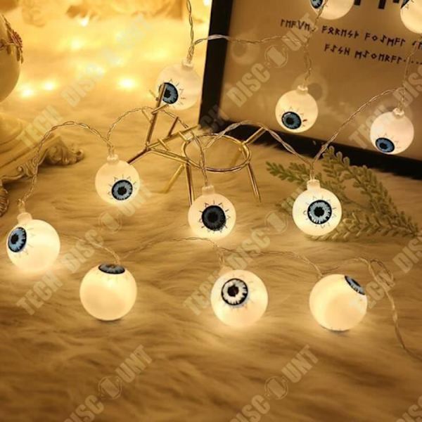 TD® LED Halloween Ghost Festival String Lights - Dubbelsidiga Ghost Eyes - 3 meter 20 ljus