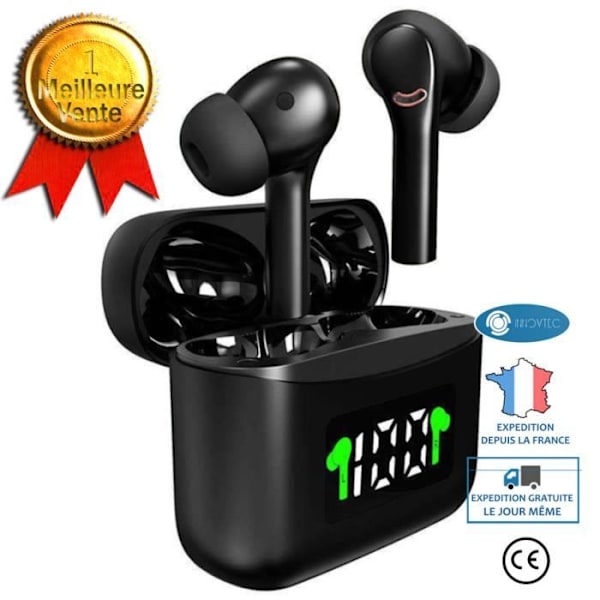 I® Langattomat bluetooth-kuulokkeet yhteensopivat sisäkorvakuulokkeet musta urheilukäyttöön vedenkestävä pitkä akkukesto kuulokkeet