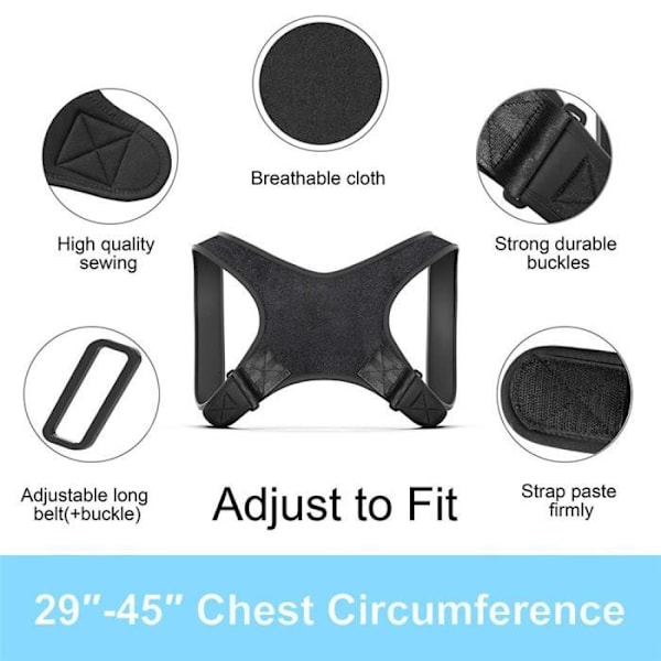 Posture Corrector - Ej specificerad - Justerbar - Svart - Stödortos - Stödresår Svart