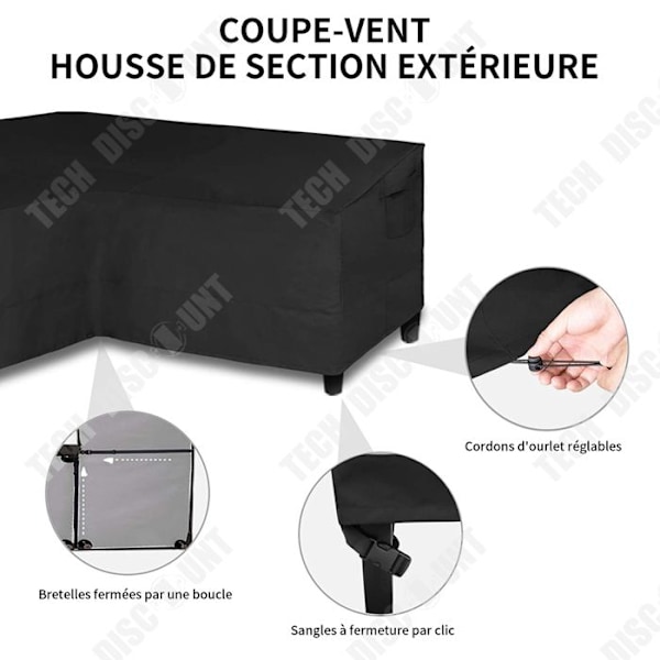 Ulkoilmapatiohuppu - TECH DISCOUNT - 286x286x82cm - UV-suojattu - Oxford-kangas 210D - Musta Svart