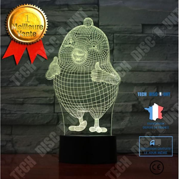 TD® 3D Natlampe 3D Led Illusion Lampe Med 7 Farver Led Lille Kylling Fugle Forme Lampe Som Dekorativ Lampe
