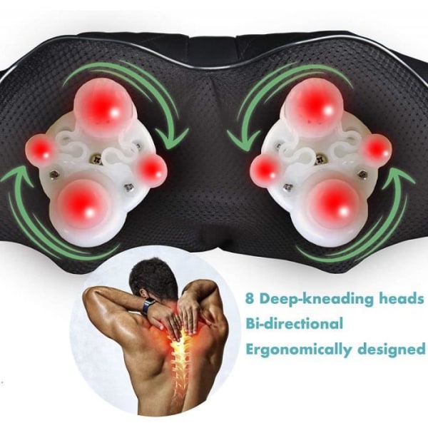 Massagekudde, No90, Shiatsu nackaxel- och ryggmassageapparat med värmefunktion - djup vävnad - smärtlindring