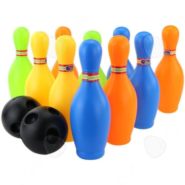 CONFO® Keglespil 10 kegler 2 skum bolde bowling sæt med opbevaringstaske til indendørs og udendørs brug, gave til børn, unisex spil