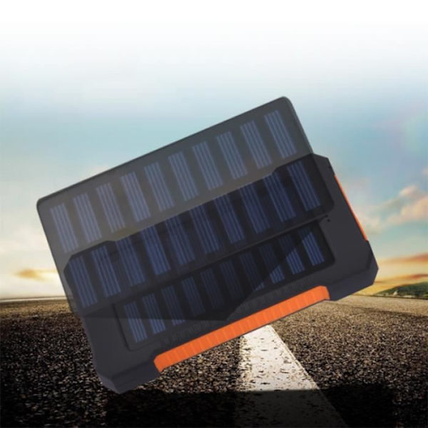 Strømforsyning Strømforsyning solcelle LED Strømforsyning dobbeltopladning 10000 mAh Strømforsyning Orange