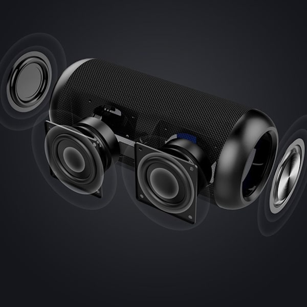 Korkeatehoinen Bluetooth-kaiutin ulkoiluun, vedenkestävä, suuri äänenvoimakkuus, subwoofer, langaton kortti Svart
