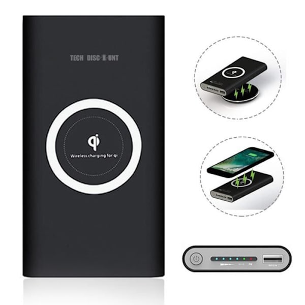 Externt batteri - TD - 8000 mAh - Induktionsladdning - Lång livslängd - Aluminium