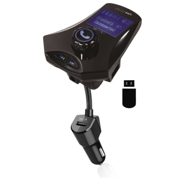 TD® FM-sändare bluetooth biluttag handsfree trådlös adapter med radioladdare LED-skärm USB-port svart musik