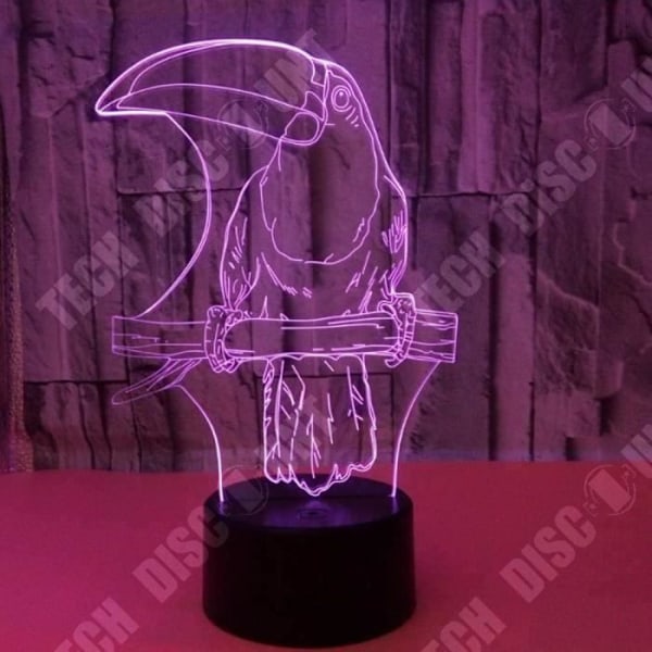 TD® Dekorativ berøringsoptisk lampe 7 farver optisk illusion - model tucan - lavt forbrug kabel USB eller 3 AAA-batterier