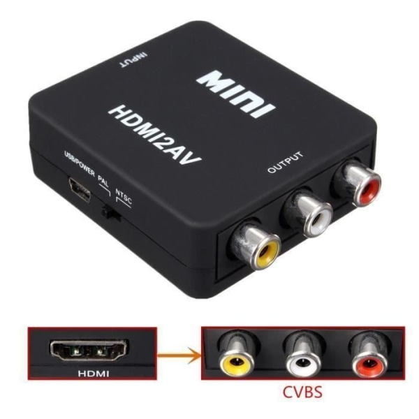720P 1080P Mini HDMI till RCA Audio Video AV CVBS HD TV Adapter Converter My05710