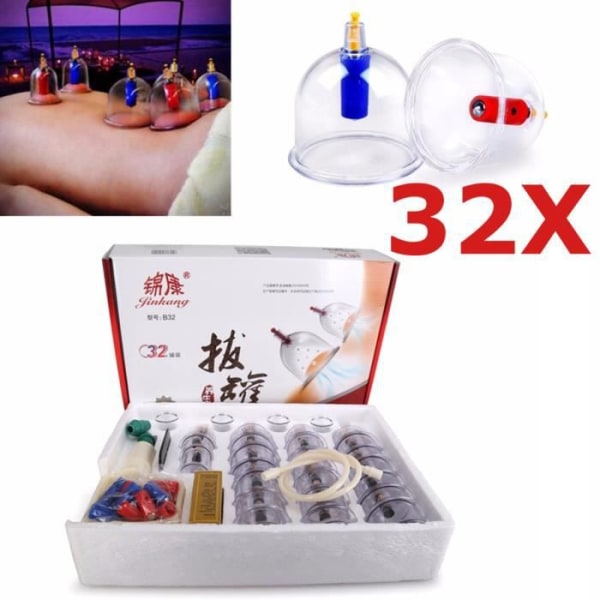 TEMPSA 32PCS koppar Sugkopp Vakuumterapi Massage Bantning Anti Fatigue Cupping