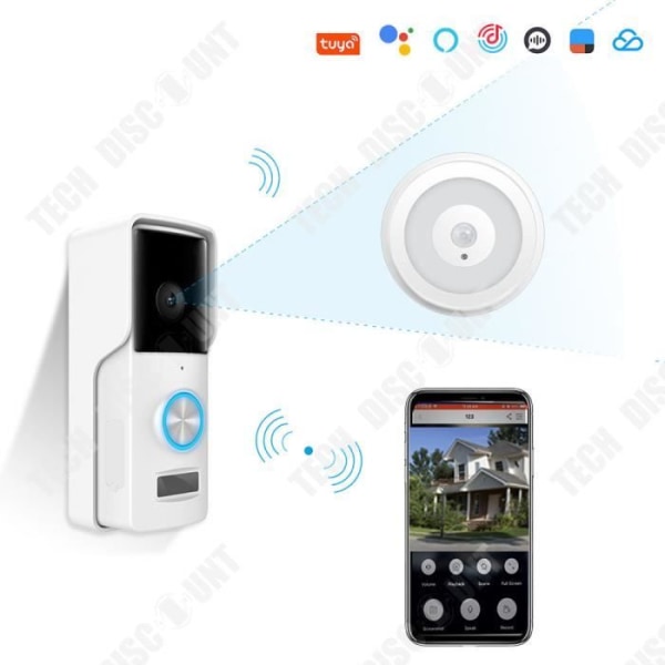 TD® WiFi Video Dörrtelefon Visual Intercom HD Night Vision PIR Rörelsedetektering WiFi Fjärrdörr Dörrklocka Vidvinkel