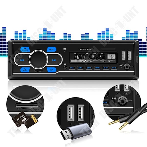TD® Autoradio Bluetooth 12V MP3-afspiller universel musik uden tab autoradio bluetooth USB plug-in autoradio radioudsendelse