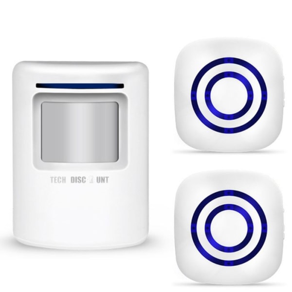Trådløs dørklokke INN® med én sensor og to modtagere, infrarød dørklokke opdelt med 38 ringetoner, menneskekropssensor