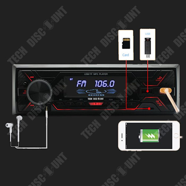 TD® Bluetooth-autoradio 12v auto monolinguaali lyhyt MP3-soitin ISO-liitännällä kaksinkertainen USB Bluetooth FM-radio nopealla latauksella