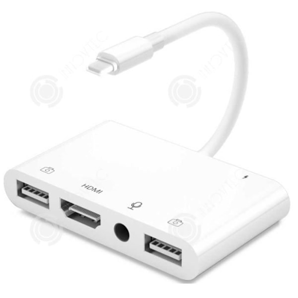 INN® Kompatibel med Apple mobiltelefon kabelhvid samme enhed skærm iPhone til HDMI samme kortlæser linje ec.