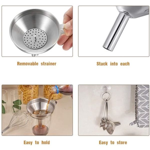 Entonnoir - TD® - ENTONNOIR I/NOKS MED HÅNDTAG 10 CM - Rustfrit stål - 10 cm - Køkkenredskab
