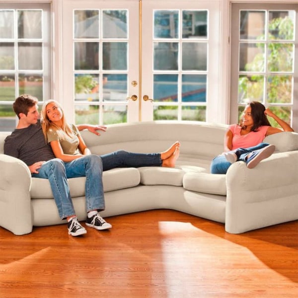 TD® Hörnsoffa 257 x 203 x 76 CM Möbeldekoration i vardagsrummet Uppblåsbar 4-sits Mjuk och bekväm