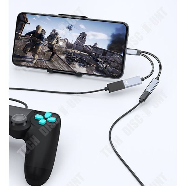 TD® Multifunktionel to en adapter grå 60W hurtigopladning type-c til usb otg til at spille spil på iPad
